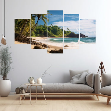5 Panels Beach Canvas